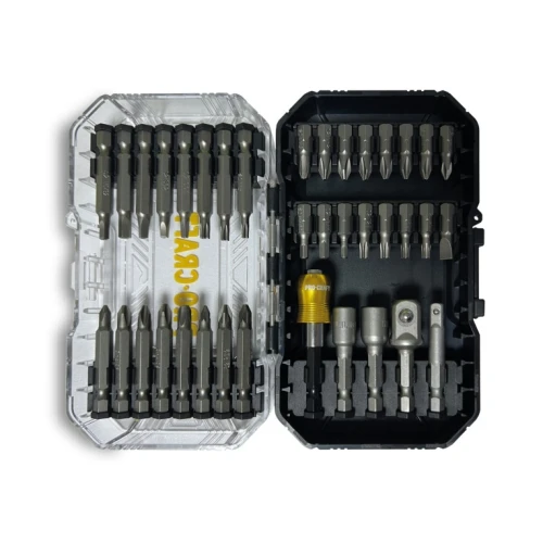 Set biti PROCRAFT BS-37 , 37 piese , biti , adaptoare priza ,chei cu piulita