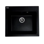 Chiuvetă din compozit de granit pentru bucătărie ELEFANT PREMIUM 5852 VESTA Negru, 580 x 518 mm