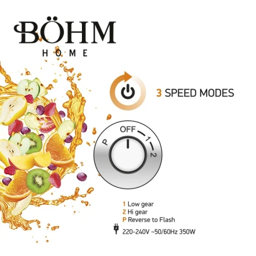 Blender 2 în 1 cu cupe din plastic și sticlă, 350 W , Material Fără BPA, BÖHM BM5010