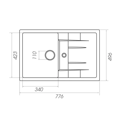 Chiuveta de bucătărie Elefant Premium Troya 7850 , Alb 776x496 mm