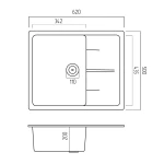 Chiuveta de bucatarie Elefant Premium Zirkon Negru metalic, 620 x500 mm