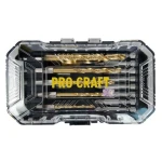 Set burghie PROCRAFT DBS-18 , 18 piese, Burghie pentru metal , Chei tubulare, Biți