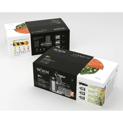 Storcător de fructe și legume cu presare la rece și răzătoare multifuncțională, 150 W,Material Fără BPA, BÖHM BM1533SM