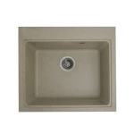 Chiuvetă din compozit de granit pentru bucătărie ELEFANT PREMIUM 5852 VESTA Nisip bej 580 x 518 mm