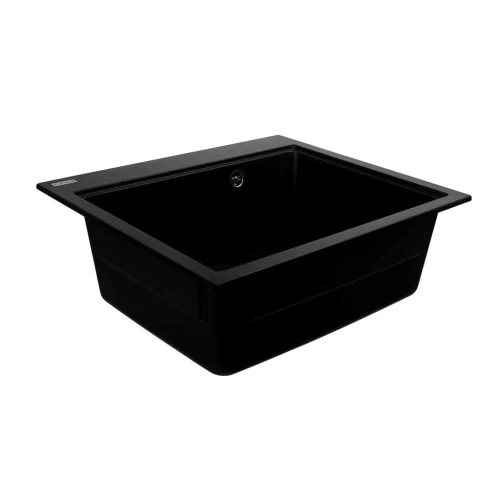 Chiuvetă din compozit de granit pentru bucătărie ELEFANT PREMIUM 5852 VESTA Negru, 580 x 518 mm