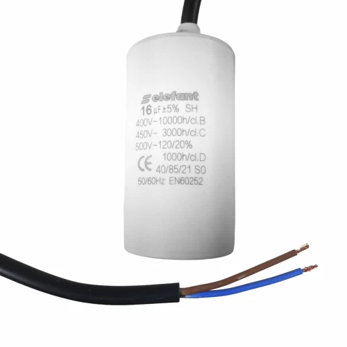 Condensator cu fire CBB60 16µF 40x72mm 450V, Elefant