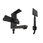 Baterie cada MIXXUS KUB-009 (EURO) BLACK din otel inoxidabil, Monocomanda, Furtun dus 150cm