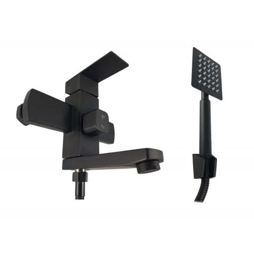 Baterie cada MIXXUS KUB-009 (EURO) BLACK din otel inoxidabil, Monocomanda, Furtun dus 150cm