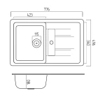 Chiuveta de bucătărie Elefant Premium Troya 7850 , Negru metalic 776x496 mm