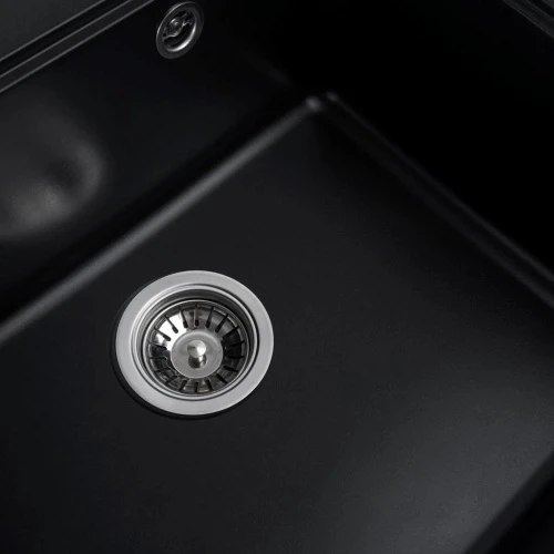 Chiuvetă din compozit de granit pentru bucătărie ELEFANT PREMIUM 5852 VESTA Negru, 580 x 518 mm