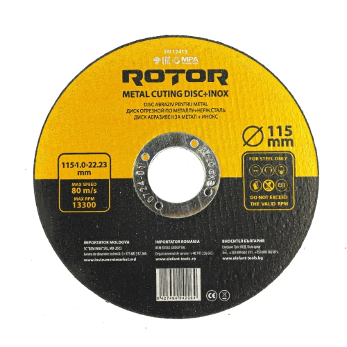Disc abraziv pentru metal+inox ROTOR 115*1,0*22,23
