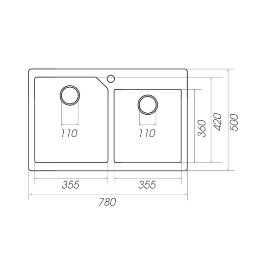 Chiuveta de bucătărie Elefant Premium Harmony , Grafit , 775x495/420 mm