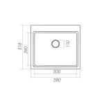 Chiuvetă din compozit de granit pentru bucătărie ELEFANT PREMIUM 5852 VESTA Nisip bej 580 x 518 mm