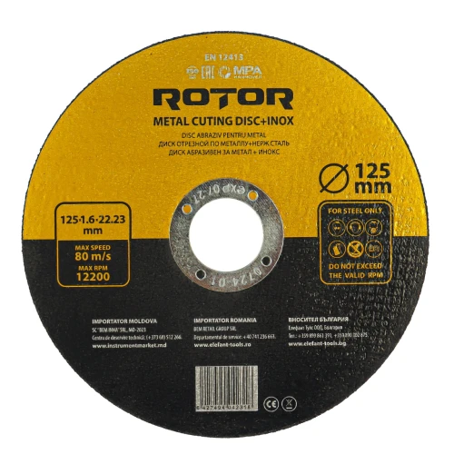 Disc abraziv pentru metal+inox ROTOR 125*1,6*22,23