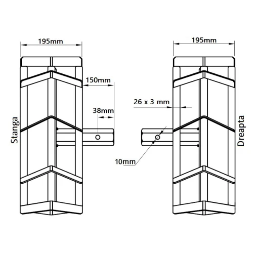 Set roti metalice 470x195 cu manicot, diametru ax 33mm, Elefant