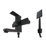 Baterie cada MIXXUS KUB-009 (EURO) BLACK din otel inoxidabil, Monocomanda, Furtun dus 150cm