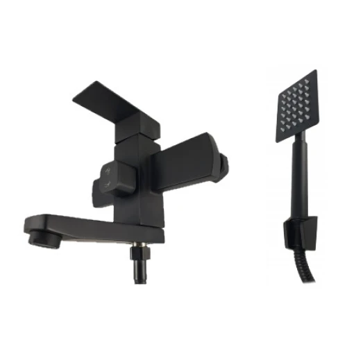 Baterie cada MIXXUS KUB-009 (EURO) BLACK din otel inoxidabil, Monocomanda, Furtun dus 150cm