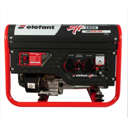 Generator pe benzina ZH2800 ELEFANT, iesire curent 2,8 kW,7 CP, Siguranță de pornire, indicator de benzină, voltmetru, întrerupător de curent