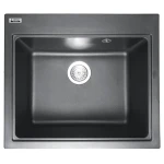 Chiuvetă din compozit de granit pentru bucătărie ELEFANT PREMIUM 5852 VESTA Negru metalic 580 x 518 mm