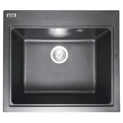 Chiuvetă din compozit de granit pentru bucătărie ELEFANT PREMIUM 5852 VESTA Negru metalic 580 x 518 mm