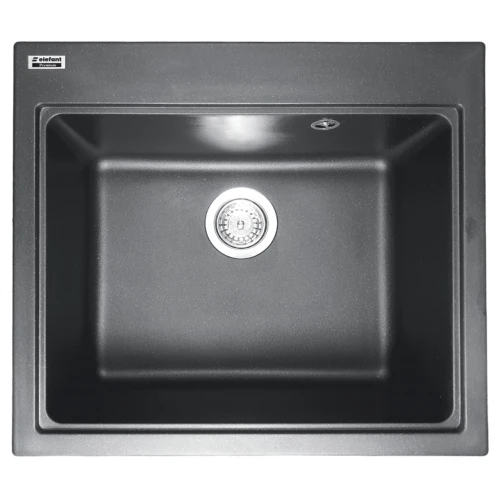 Chiuvetă din compozit de granit pentru bucătărie ELEFANT PREMIUM 5852 VESTA Negru metalic 580 x 518 mm