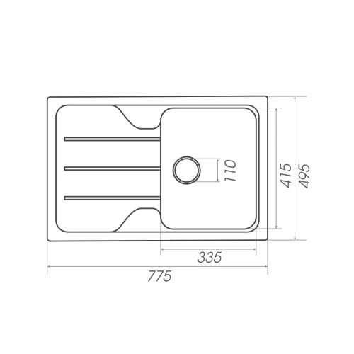 Chiuvetă din compozit de granit pentru bucătărie ELEFANT PREMIUM 7850 VERONA Safari bej 775 x 495 mm