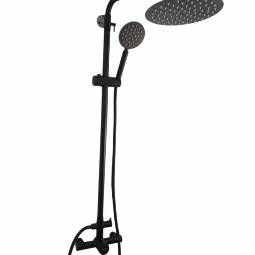 Coloana de dus MIXXUS SUS-003-J BLACK 20 cm baterie si para, monocomanda, furtun flexibil