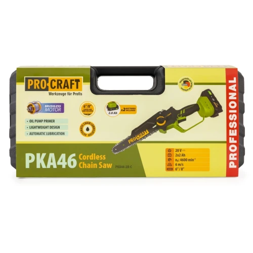 Mini fierăstrău pe acumulator PROCRAFT 2 x acumulatori 20V / 2Ah, 1 x încărcător,PKA46 