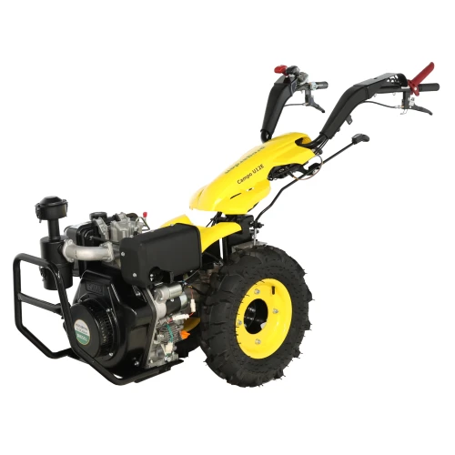 ProGARDEN Campo U12E motocultor multifunctional 12CP, diesel, pornire electrica, 3+2 viteze, reductor + BC120M bara cosire mobila 120cm