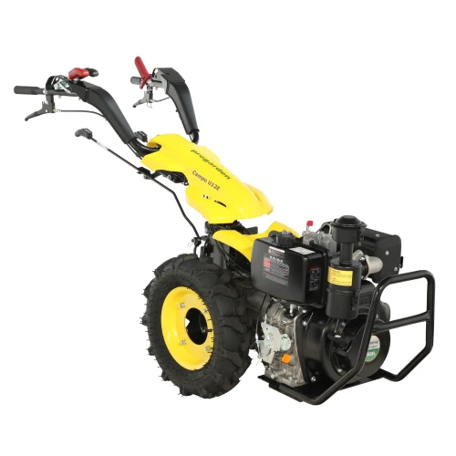 ProGARDEN Campo U12E motocultor multifunctional 12CP, diesel, pornire electrica, 3+2 viteze, reductor + BC120M bara cosire mobila 120cm