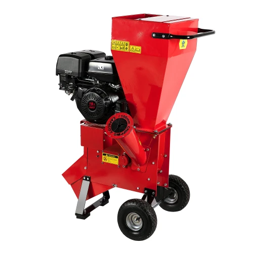 Tocator pentru crengi Micul Fermier, 100mm, motor benzina 15CP, pornire electrica, alimentare verticala, pentru rumegus