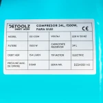 Compresor Detoolz 24L fara ulei, 1500 W, debit 154L/min, 8 bar, 2 prize de aer