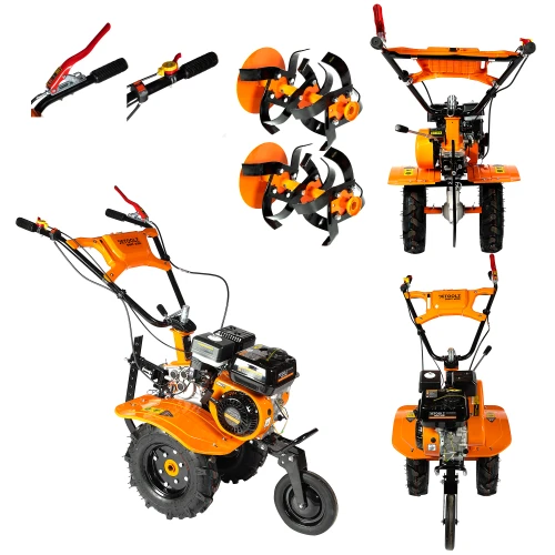 Motocultor Detoolz 8cp 212cc, benzina 4T, 3 viteze, pornire manuala, cu roti