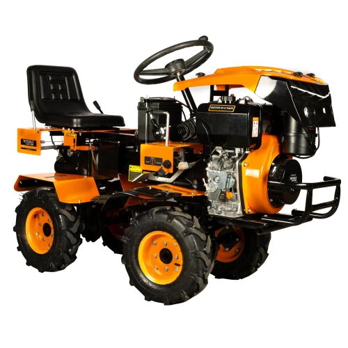 Mini tractor Detoolz, 17cp, 530cc, motor pe motorina 4T, 4X4, 4 viteze, pornire electrica, 2 cutii de viteze