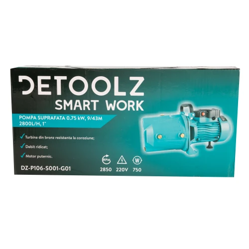 Pompa de suprafata Detoolz 0.75 kW, debit 2800l/h