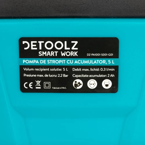 Pompa de stropit cu acumulator Li-Ion, Detoolz 5L