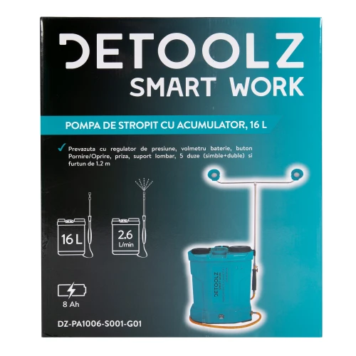 Pompa de stropit cu acumulator, Detoolz 16L