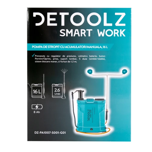 Pompa de stropit 2 in 1 ( acumulator si manuala), Detoolz 16L