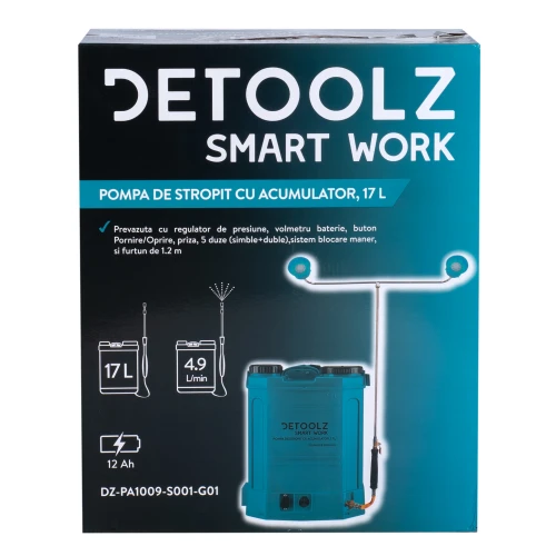 Pompa de stropit cu acumulator, Detoolz 17L