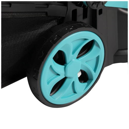 Masina de tuns gazon Detoolz, doua porturi 18V, latime de taiere 38cm, colector 36L