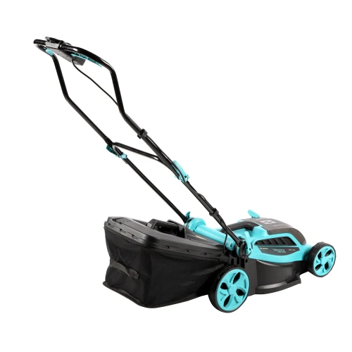 Masina de tuns gazon Detoolz, doua porturi 18V, latime de taiere 38cm, colector 36L