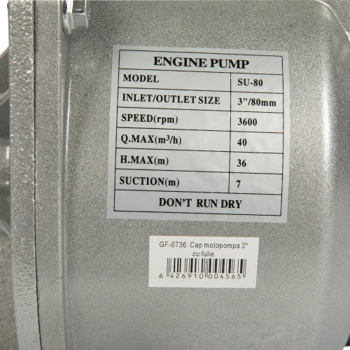 Cap motopompa Micul Fermier 3" cu fulie dubla