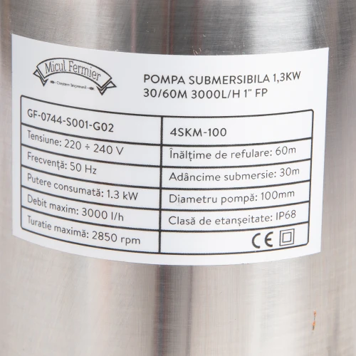Pompa submersibila 1,3kW 30/60m 3000l/h 1" FP