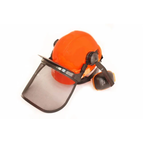 Casca cu viziera protectie din plasa si antifoane