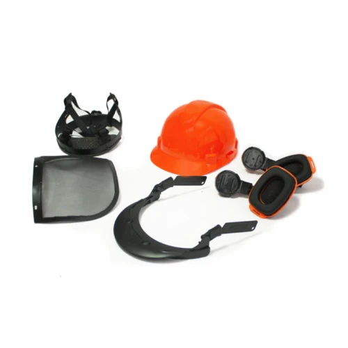 Casca cu viziera protectie din plasa si antifoane