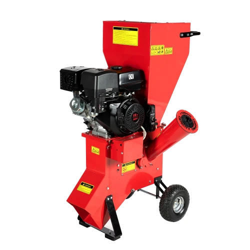 Tocator pentru crengi Micul Fermier, 100mm, motor benzina 15CP, pornire electrica, alimentare verticala, pentru rumegus