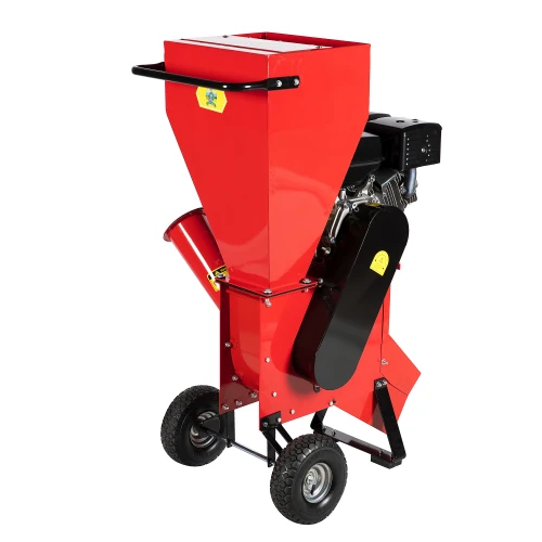 Tocator pentru crengi Micul Fermier, 100mm, motor benzina 15CP, pornire electrica, alimentare verticala, pentru rumegus