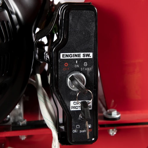 Tocator pentru crengi Micul Fermier, 100mm, motor benzina 15CP, pornire electrica, alimentare verticala, pentru rumegus