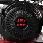 Tocator pentru crengi Micul Fermier, 100mm, motor benzina 15CP, pornire electrica, alimentare verticala, pentru rumegus