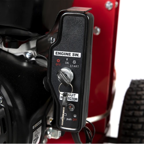 Tocator pentru crengi Micul Fermier, 100mm, motor benzina 15CP, pornire electrica, alimentare orizontala, pentru rumegus